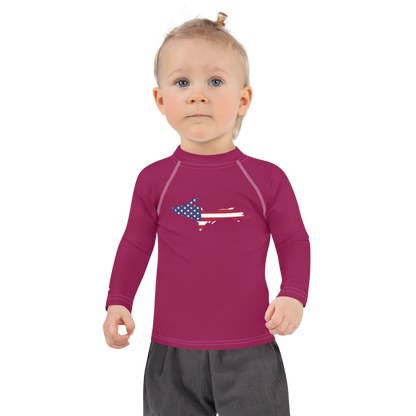 Michigan Upper Peninsula Rash Guard (w/ UP USA Flag) | Toddler - Ruby Red