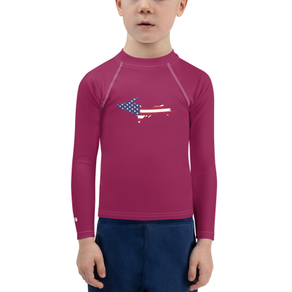 Michigan Upper Peninsula Rash Guard (w/ UP USA Flag) | Toddler - Ruby Red