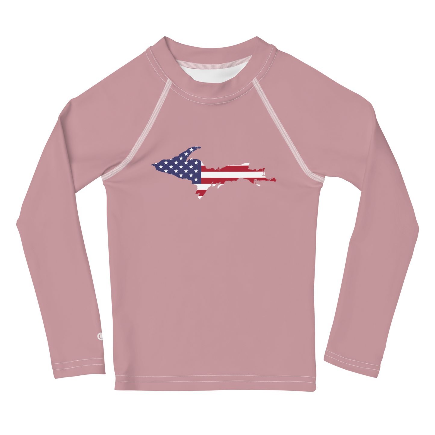 Michigan Upper Peninsula Rash Guard (w/ UP USA Flag) | Toddler - Cherry Blossom Pink