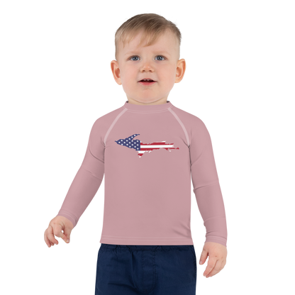 Michigan Upper Peninsula Rash Guard (w/ UP USA Flag) | Toddler - Cherry Blossom Pink