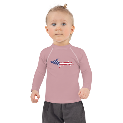 Michigan Upper Peninsula Rash Guard (w/ UP USA Flag) | Toddler - Cherry Blossom Pink