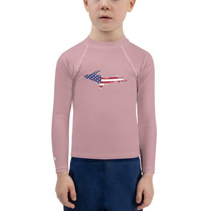 Michigan Upper Peninsula Rash Guard (w/ UP USA Flag) | Toddler - Cherry Blossom Pink