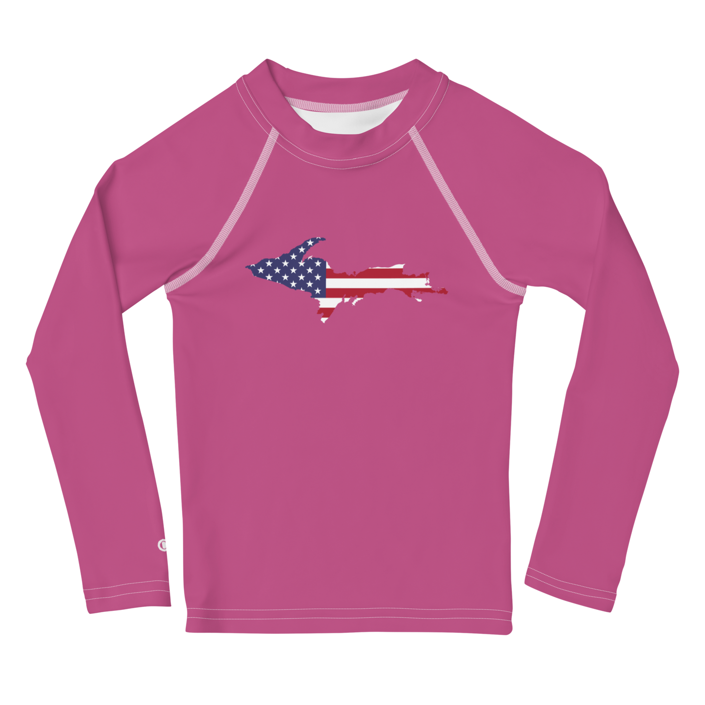 Michigan Upper Peninsula Rash Guard (w/ UP USA Flag) | Toddler - Apple Blossom Pïnk