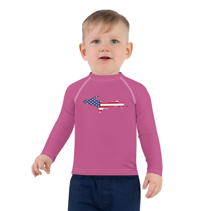 Michigan Upper Peninsula Rash Guard (w/ UP USA Flag) | Toddler - Apple Blossom Pïnk