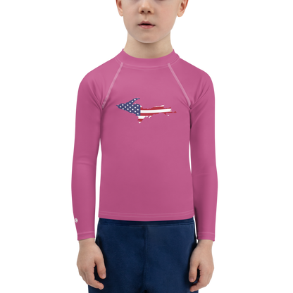 Michigan Upper Peninsula Rash Guard (w/ UP USA Flag) | Toddler - Apple Blossom Pïnk