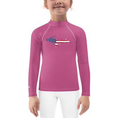 Michigan Upper Peninsula Rash Guard (w/ UP USA Flag) | Toddler - Apple Blossom Pïnk