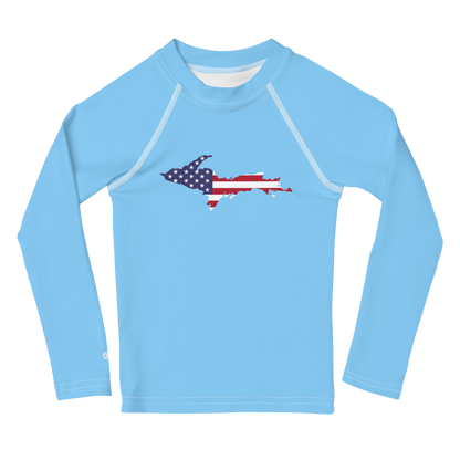 Michigan Upper Peninsula Rash Guard (w/ UP USA Flag) | Toddler - DTW Blue