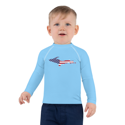 Michigan Upper Peninsula Rash Guard (w/ UP USA Flag) | Toddler - DTW Blue