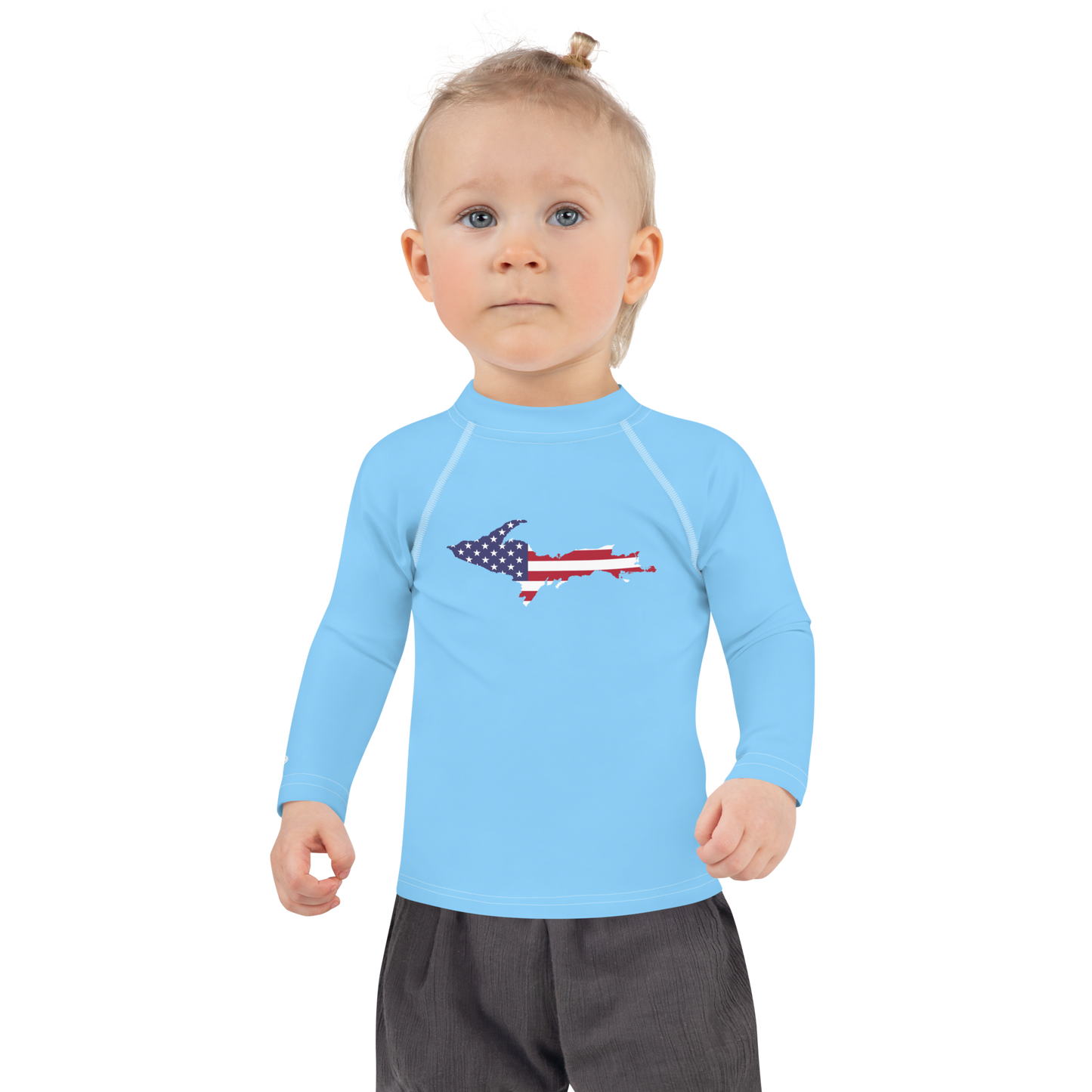 Michigan Upper Peninsula Rash Guard (w/ UP USA Flag) | Toddler - DTW Blue