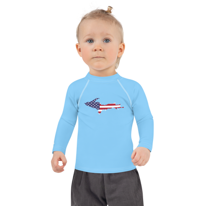 Michigan Upper Peninsula Rash Guard (w/ UP USA Flag) | Toddler - DTW Blue