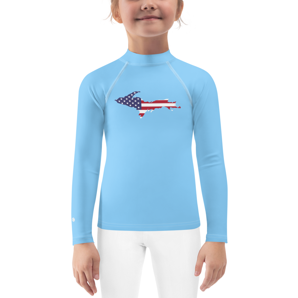 Michigan Upper Peninsula Rash Guard (w/ UP USA Flag) | Toddler - DTW Blue