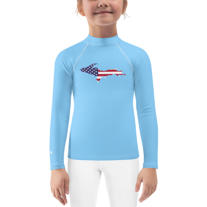 Michigan Upper Peninsula Rash Guard (w/ UP USA Flag) | Toddler - DTW Blue