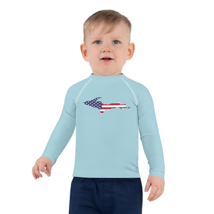 Michigan Upper Peninsula Rash Guard (w/ UP USA Flag) | Toddler - '58 Caddie Blue