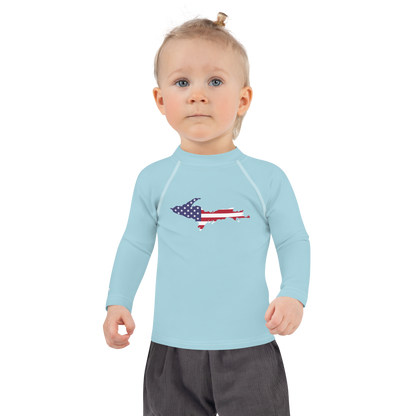 Michigan Upper Peninsula Rash Guard (w/ UP USA Flag) | Toddler - '58 Caddie Blue