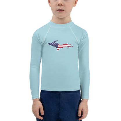 Michigan Upper Peninsula Rash Guard (w/ UP USA Flag) | Toddler - '58 Caddie Blue