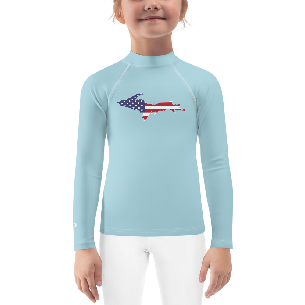 Michigan Upper Peninsula Rash Guard (w/ UP USA Flag) | Toddler - '58 Caddie Blue