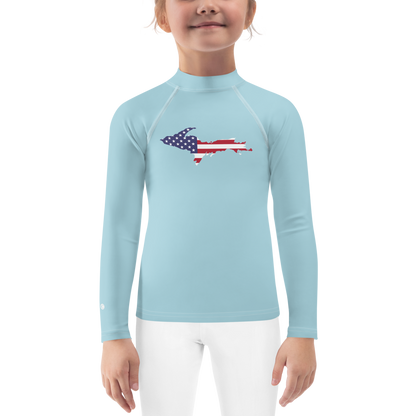 Michigan Upper Peninsula Rash Guard (w/ UP USA Flag) | Toddler - '58 Caddie Blue