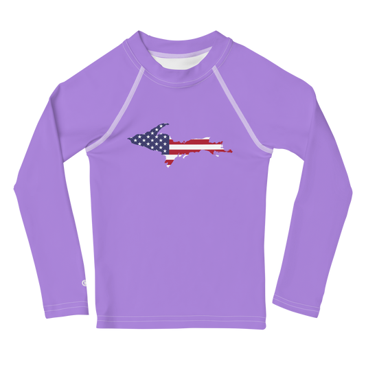 Michigan Upper Peninsula Rash Guard (w/ UP USA Flag) | Toddler - Lavender