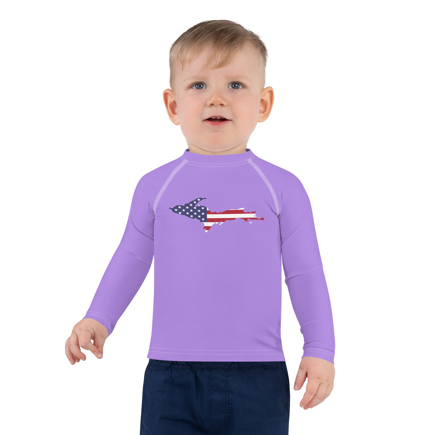 Michigan Upper Peninsula Rash Guard (w/ UP USA Flag) | Toddler - Lavender