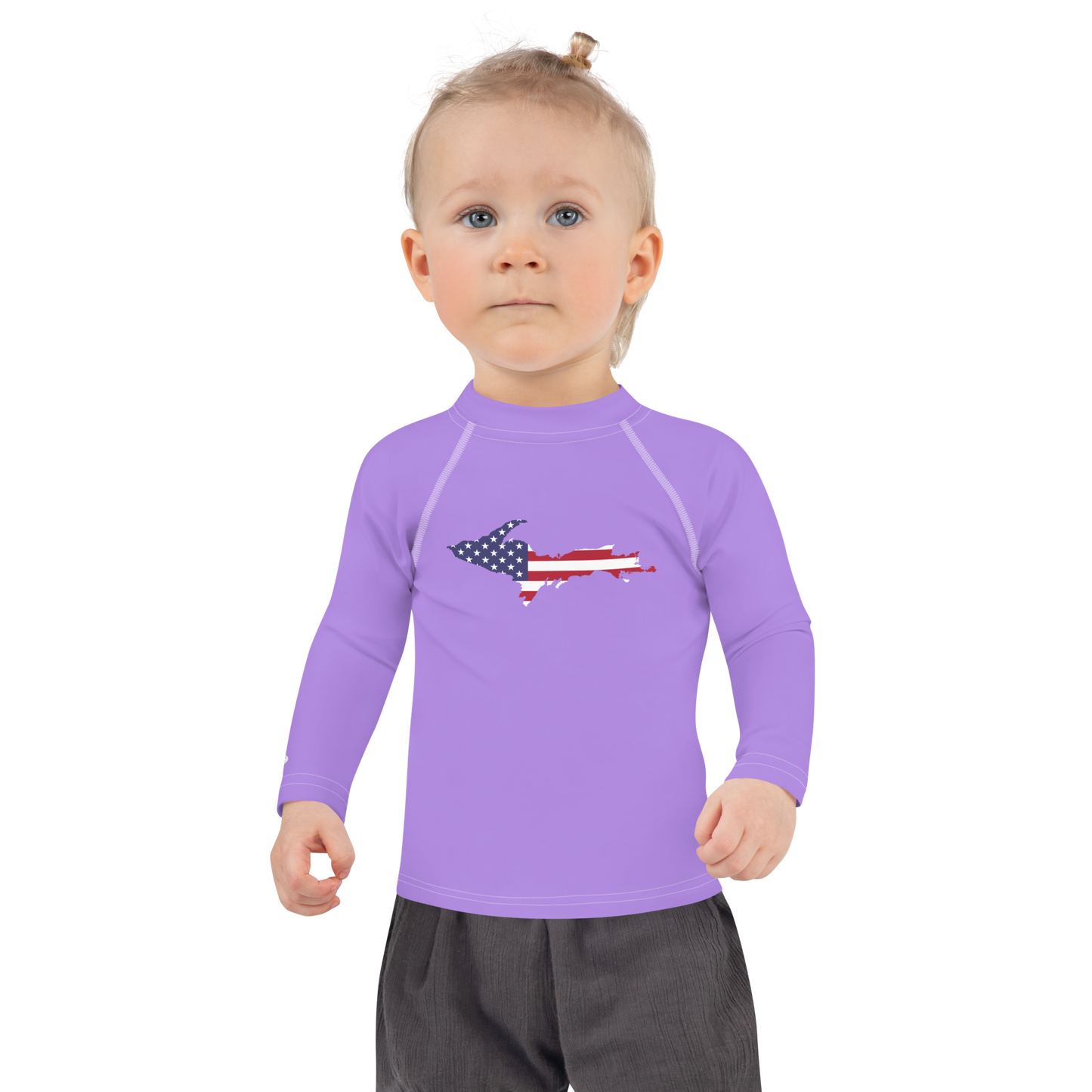 Michigan Upper Peninsula Rash Guard (w/ UP USA Flag) | Toddler - Lavender