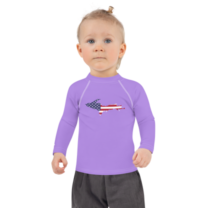 Michigan Upper Peninsula Rash Guard (w/ UP USA Flag) | Toddler - Lavender