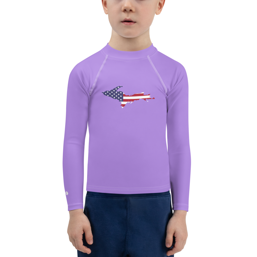 Michigan Upper Peninsula Rash Guard (w/ UP USA Flag) | Toddler - Lavender