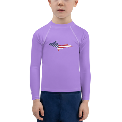 Michigan Upper Peninsula Rash Guard (w/ UP USA Flag) | Toddler - Lavender