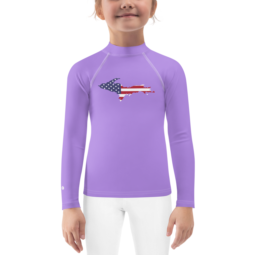 Michigan Upper Peninsula Rash Guard (w/ UP USA Flag) | Toddler - Lavender