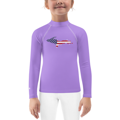 Michigan Upper Peninsula Rash Guard (w/ UP USA Flag) | Toddler - Lavender