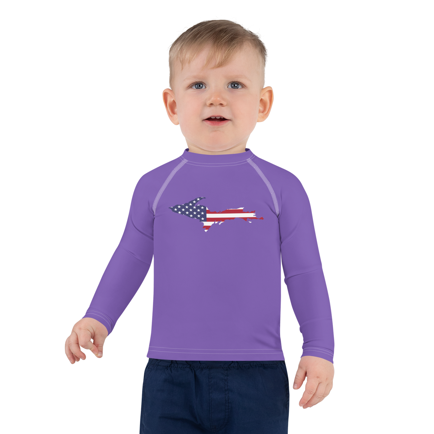 Michigan Upper Peninsula Rash Guard (w/ UP USA Flag) | Toddler - Lake Iris