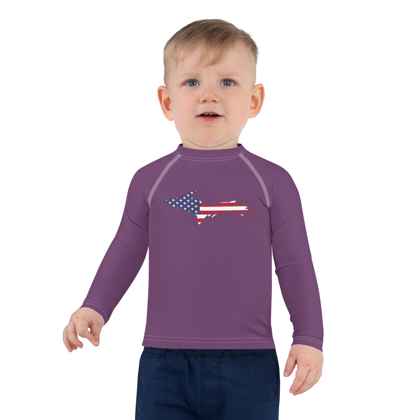 Michigan Upper Peninsula Rash Guard (w/ UP USA Flag) | Toddler - Plum