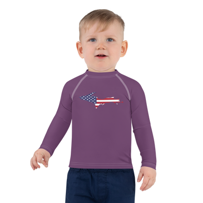 Michigan Upper Peninsula Rash Guard (w/ UP USA Flag) | Toddler - Plum