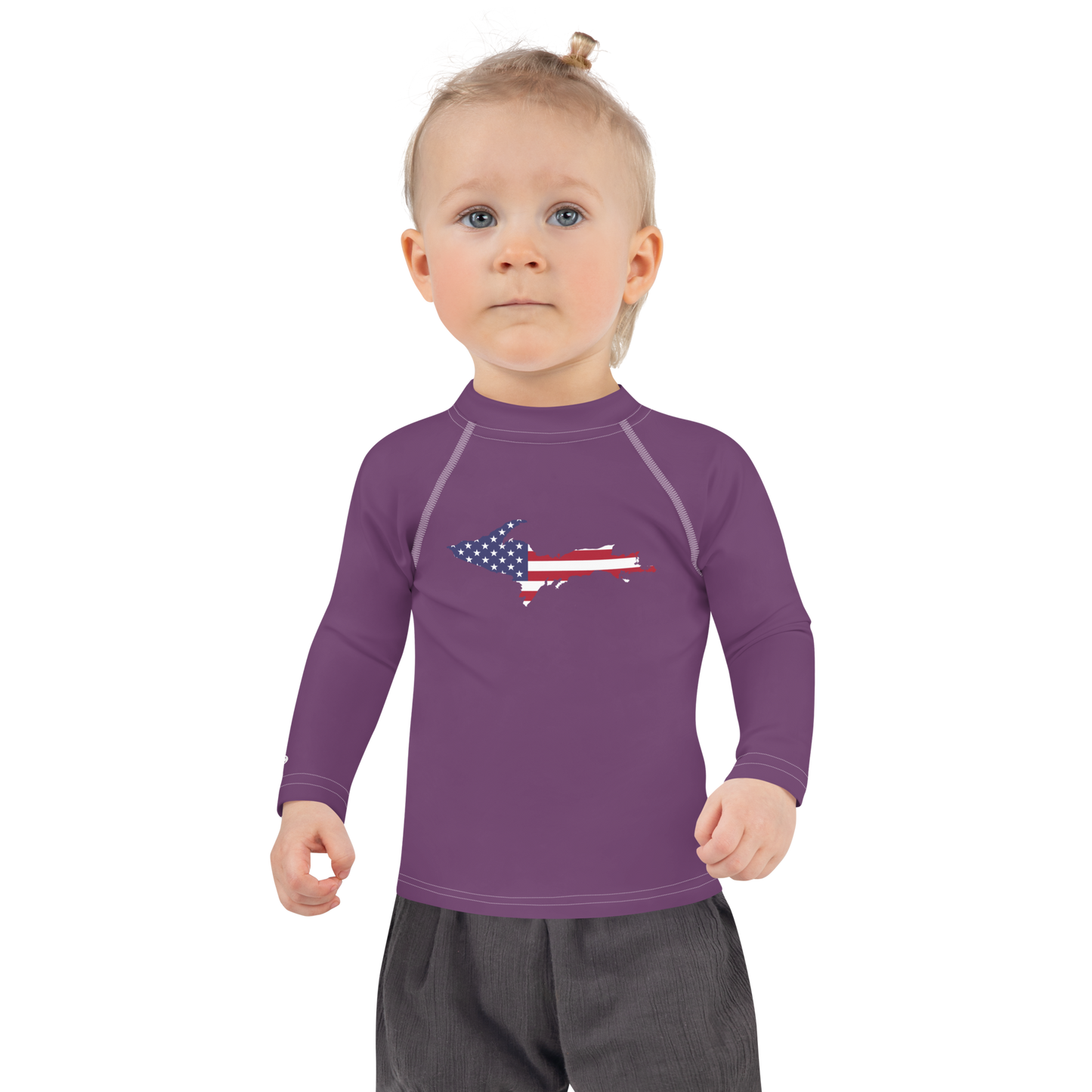 Michigan Upper Peninsula Rash Guard (w/ UP USA Flag) | Toddler - Plum