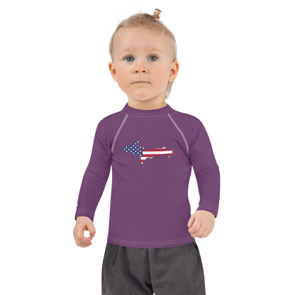 Michigan Upper Peninsula Rash Guard (w/ UP USA Flag) | Toddler - Plum