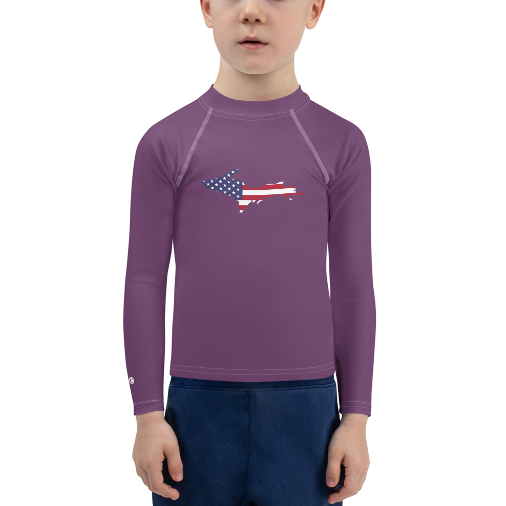 Michigan Upper Peninsula Rash Guard (w/ UP USA Flag) | Toddler - Plum