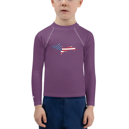 Michigan Upper Peninsula Rash Guard (w/ UP USA Flag) | Toddler - Plum