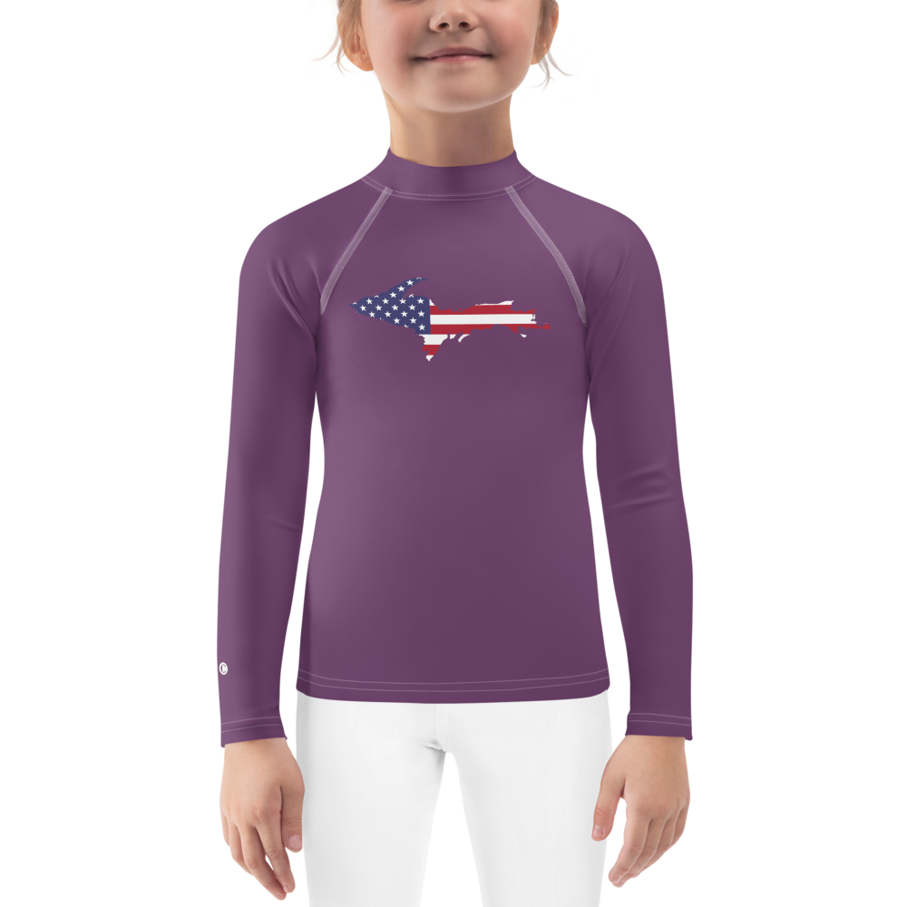 Michigan Upper Peninsula Rash Guard (w/ UP USA Flag) | Toddler - Plum