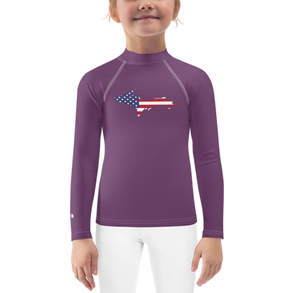 Michigan Upper Peninsula Rash Guard (w/ UP USA Flag) | Toddler - Plum