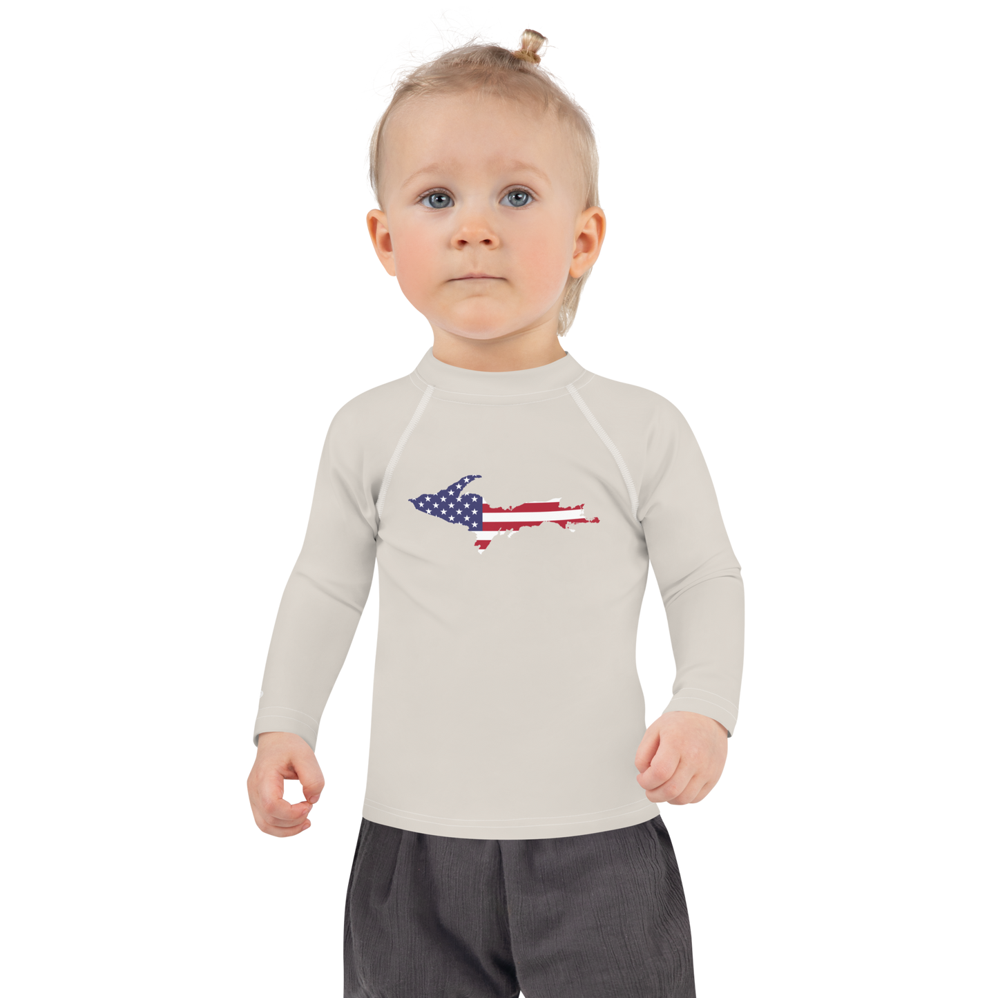 Michigan Upper Peninsula Rash Guard (w/ UP USA Flag) | Toddler - Canvas Color