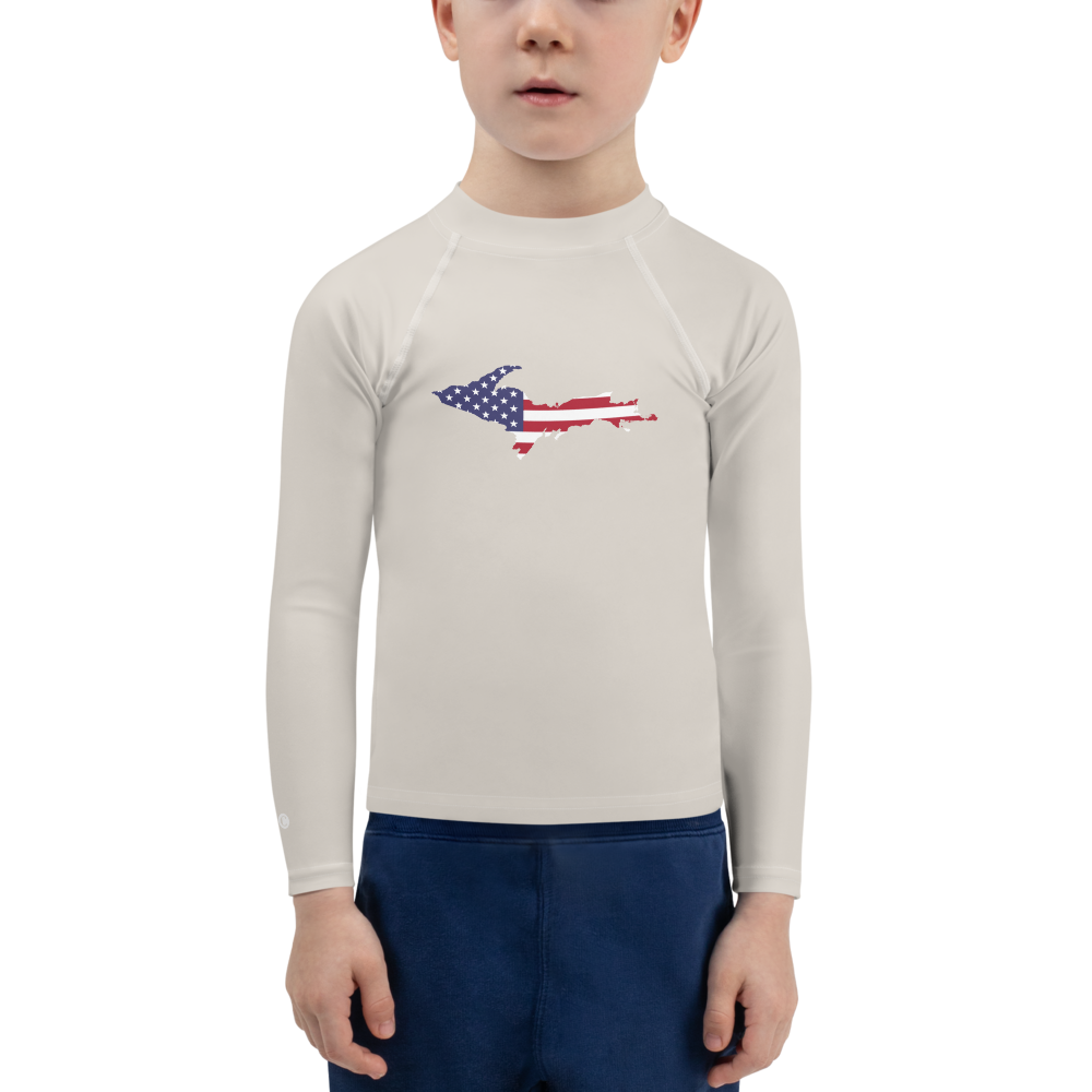 Michigan Upper Peninsula Rash Guard (w/ UP USA Flag) | Toddler - Canvas Color