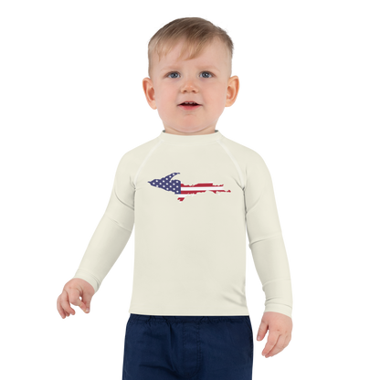 Michigan Upper Peninsula Rash Guard (w/ UP USA Flag) | Toddler - Ivory White