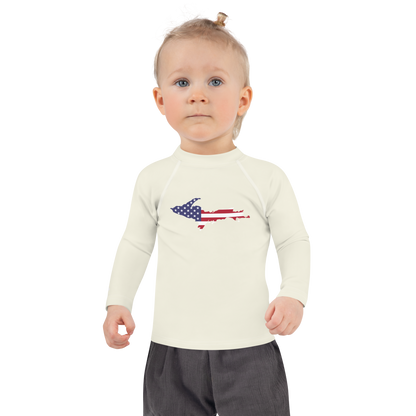 Michigan Upper Peninsula Rash Guard (w/ UP USA Flag) | Toddler - Ivory White