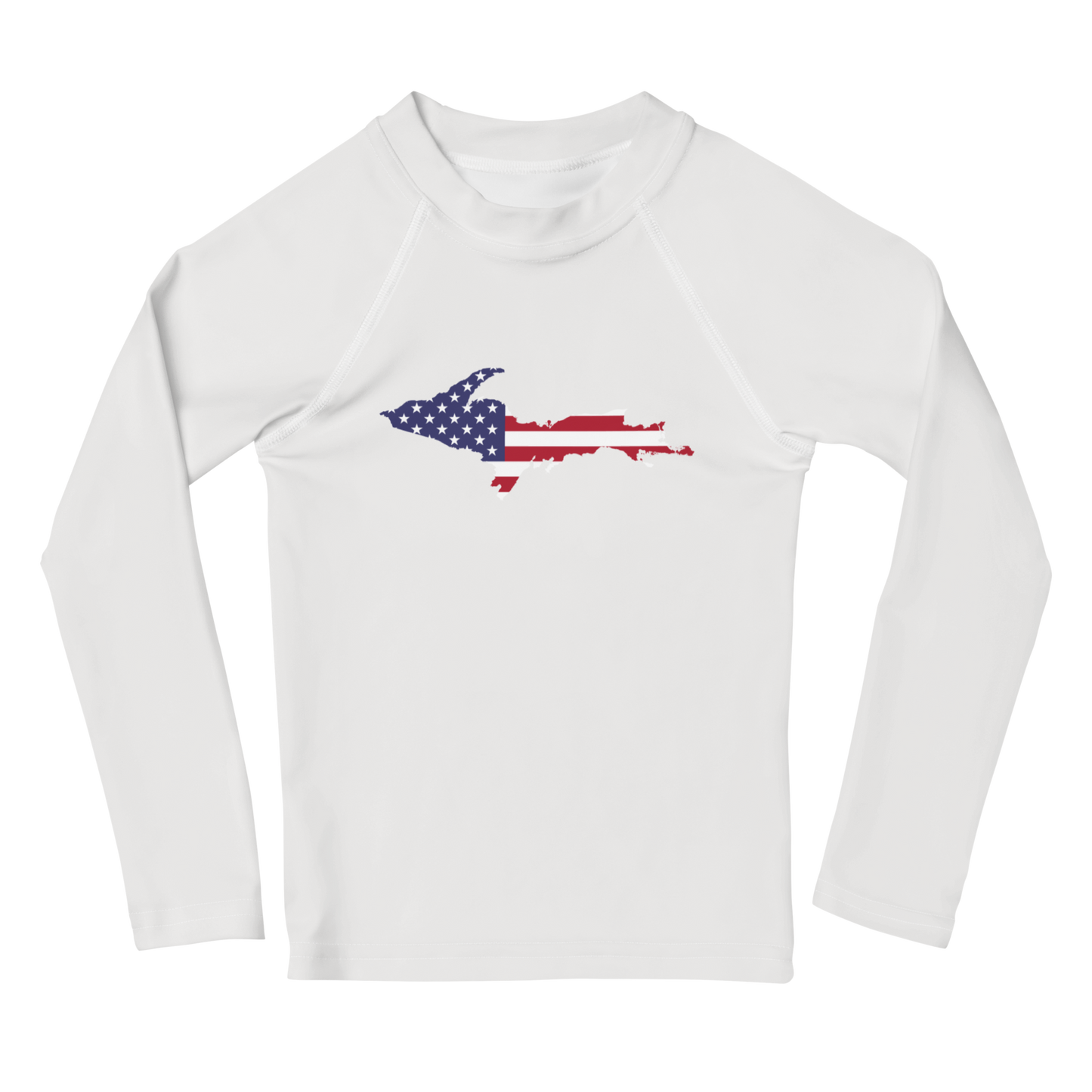 Michigan Upper Peninsula Rash Guard (w/ UP USA Flag) | Toddler - Birch Bark White