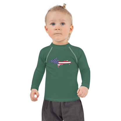 Michigan Upper Peninsula Rash Guard (w/ UP USA Flag) | Toddler - Ginger Ale Green