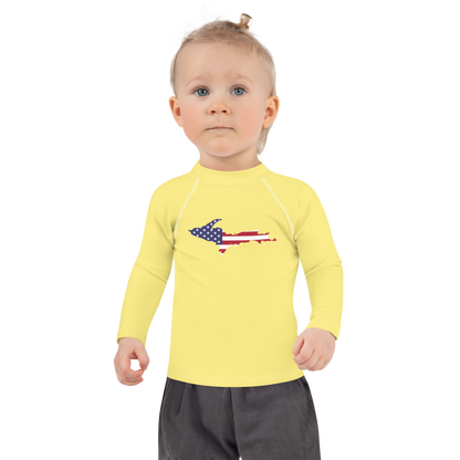 Michigan Upper Peninsula Rash Guard (w/ UP USA Flag) | Toddler - Cherry Yellow