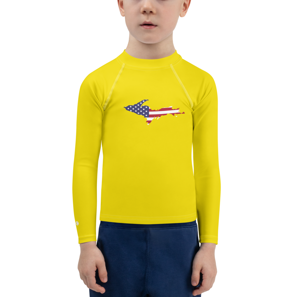 Michigan Upper Peninsula Rash Guard (w/ UP USA Flag) | Toddler - Gadsden Yellow