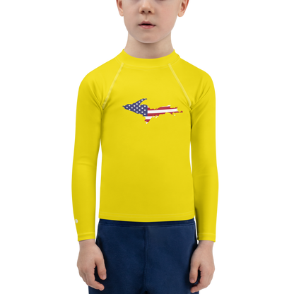 Michigan Upper Peninsula Rash Guard (w/ UP USA Flag) | Toddler - Gadsden Yellow