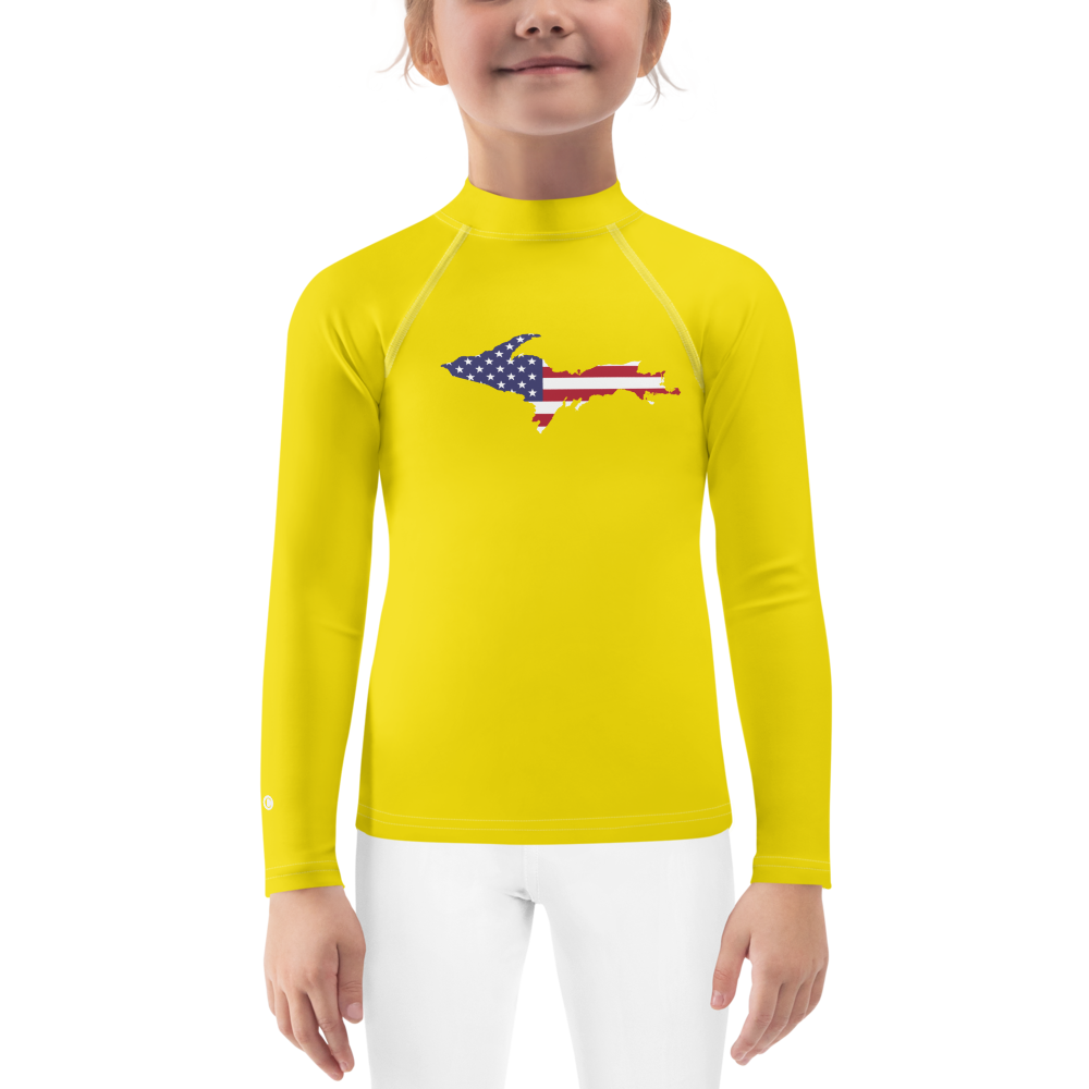 Michigan Upper Peninsula Rash Guard (w/ UP USA Flag) | Toddler - Gadsden Yellow