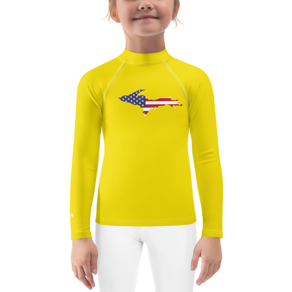 Michigan Upper Peninsula Rash Guard (w/ UP USA Flag) | Toddler - Gadsden Yellow