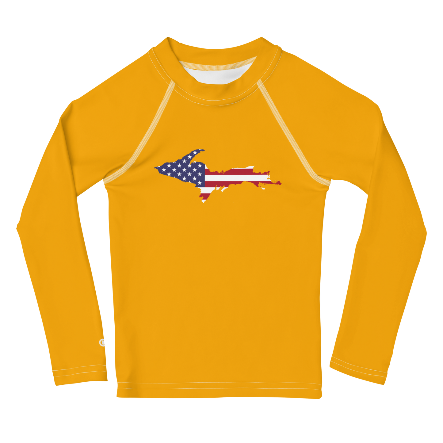 Michigan Upper Peninsula Rash Guard (w/ UP USA Flag) | Toddler - Birch Leaf Orange